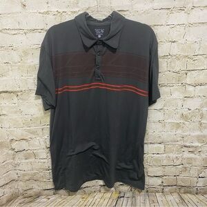Mountain Hardwear Gray Red Striped Short Sleeve Polo Shirt